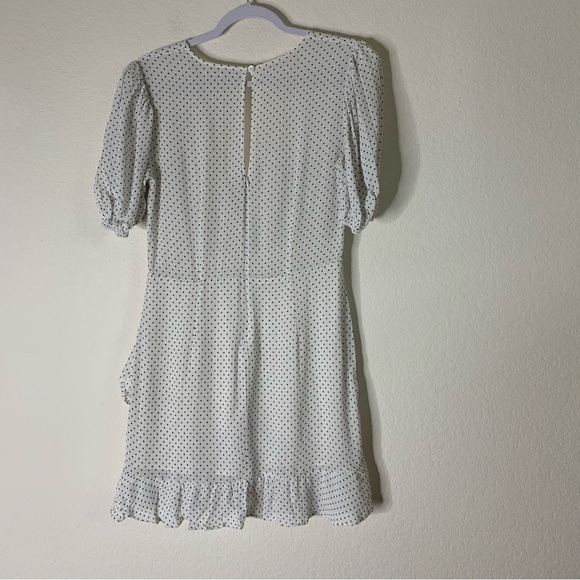 Reformation Womens Alcott short sleeve mini dress white black polka dot 12 - Picture 9 of 11